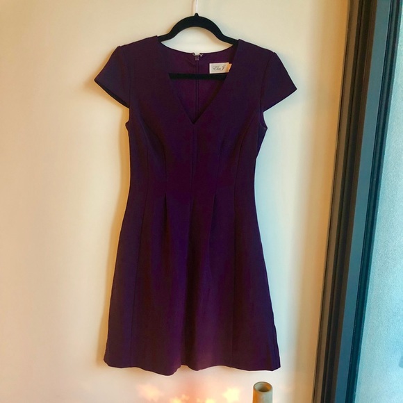 Eliza J eggplant purple pleated A-line dress - Picture 3 of 8